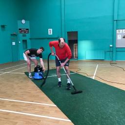 Preparing the indoor pitch